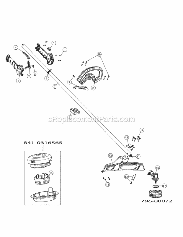 General Assembly Diagram and Parts List for ST425 41AD425G950 Cub Cadet Trimmer